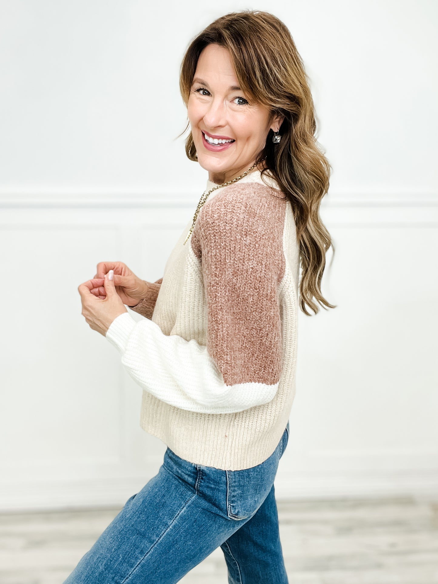 Color Block Pullover Long Sleeve Raglan Sweater