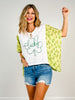 Lucky Clover Cord Embellished Pancho Style Top