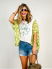 Lucky Clover Cord Embellished Pancho Style Top