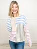 Oversized  Multi Color Stripe Sweater Top