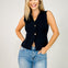 SLEEVELESS GOLD BUTTON KNIT SWEATER VEST