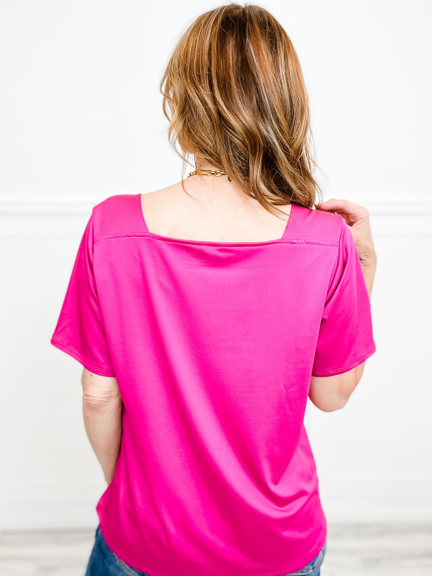 Casual Square Neck Short Sleeve Top