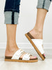 Corkys Conceited Double Buckle Slide Sandals in WHITE