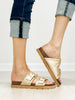Corkys Conceited Double Buckle Slide Sandals in GOLD