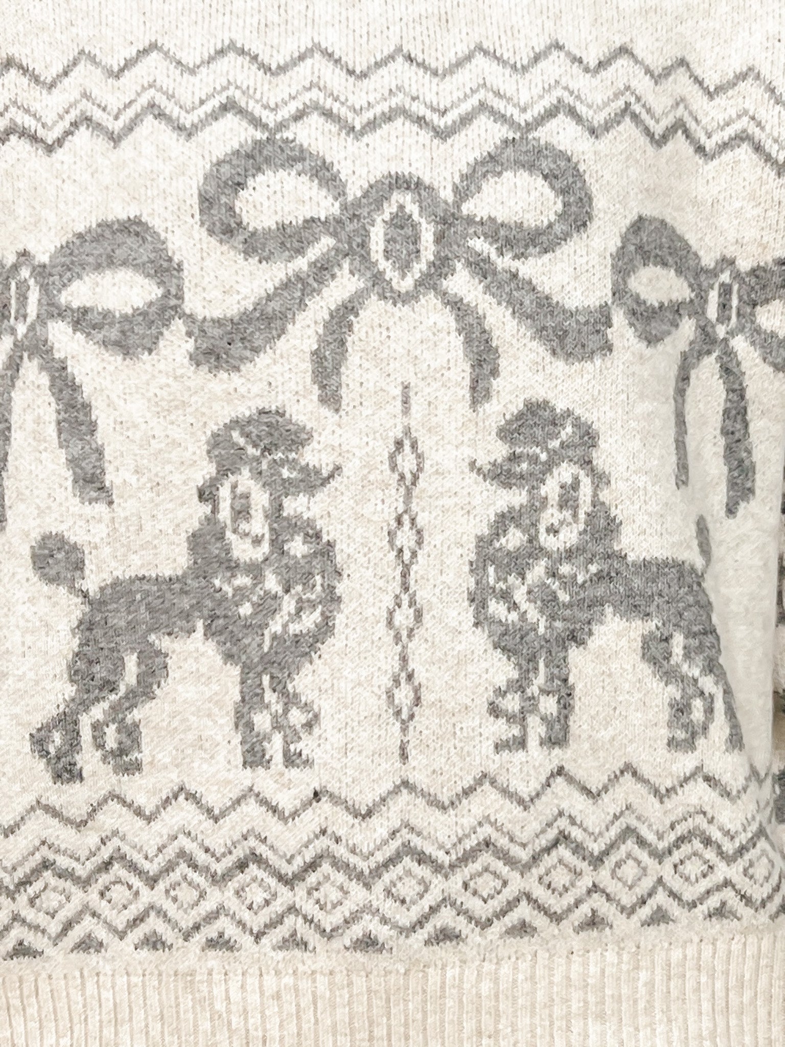 Poodle Bow Jacquard Knit Pullover Sweater