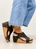 Corkys Carley Wedge Shoe In Black Metallic