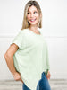 Vintage Wash Short Sleeve Knit Top with Shark Bite Hem