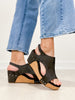 Corkys Carley Wedge Shoe In Black Metallic