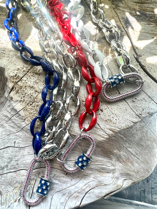 American Flag Carabiner Necklace