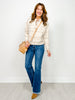 Thin Stripe Round Neck Button Down Cardigan