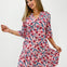 3/4 Sleeve Mandarin Collar Mini Dress