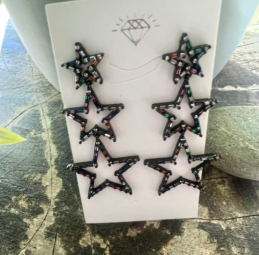 Triple Stack Star Earrings