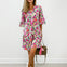 3/4 Sleeve Mandarin Collar Mini Dress
