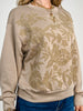 Floral Front Embroidery On Long Sleeve Sweatshirt