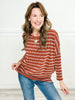 Striped Raised Rib Long Sleeve Dolman Top