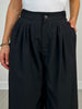 Solid Back Pocket Shirring Detail Wide Leg Pants