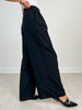 Solid Back Pocket Shirring Detail Wide Leg Pants