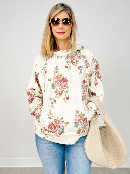 Long Sleeve Printed French Terry Hooded Sweatshirt