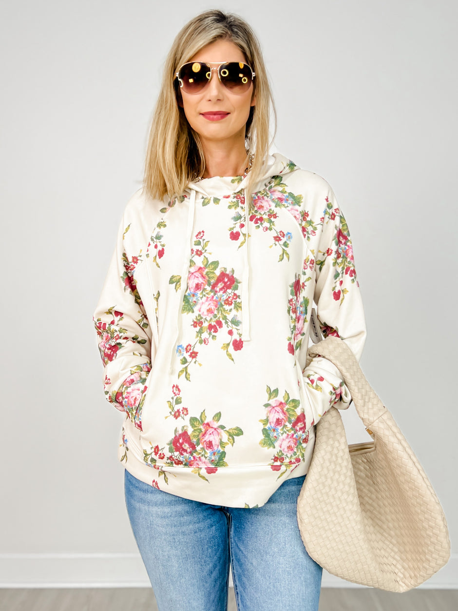Long Sleeve Printed French Terry Hooded Sweatshirt