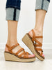 Corkys All Nighter Wedge Sandals in COGNAC