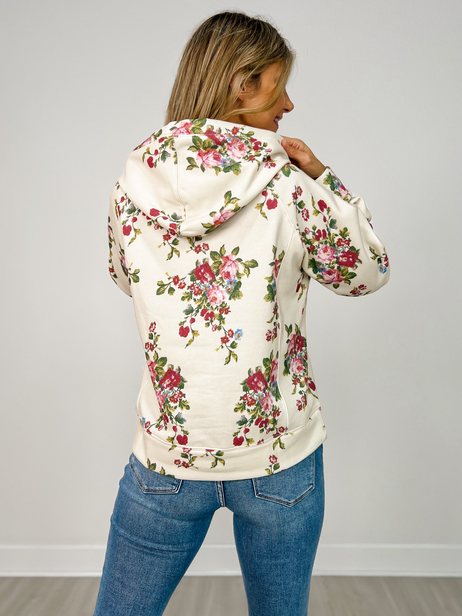 Long Sleeve Printed French Terry Hooded Sweatshirt