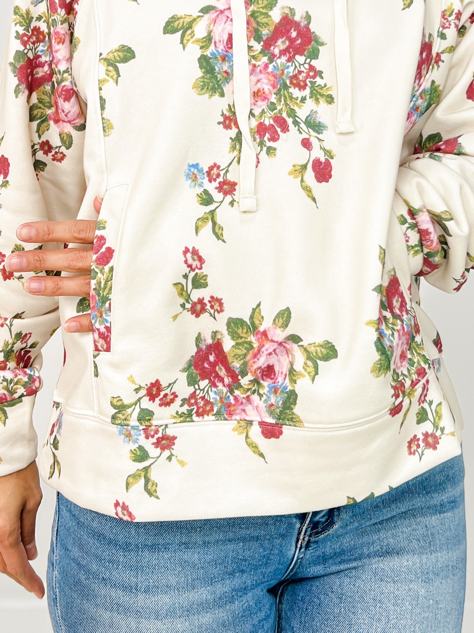 Long Sleeve Printed French Terry Hooded Sweatshirt