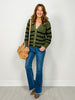Long Sleeve Striped Knit Cardigan with Button Front