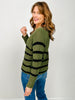 Long Sleeve Striped Knit Cardigan with Button Front