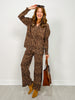 Pleated Leopard Print Top and Pants Set