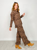 Pleated Leopard Print Top and Pants Set