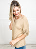 Crinkle Knit Half Puff Sleeve Top