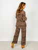 Pleated Leopard Print Top and Pants Set