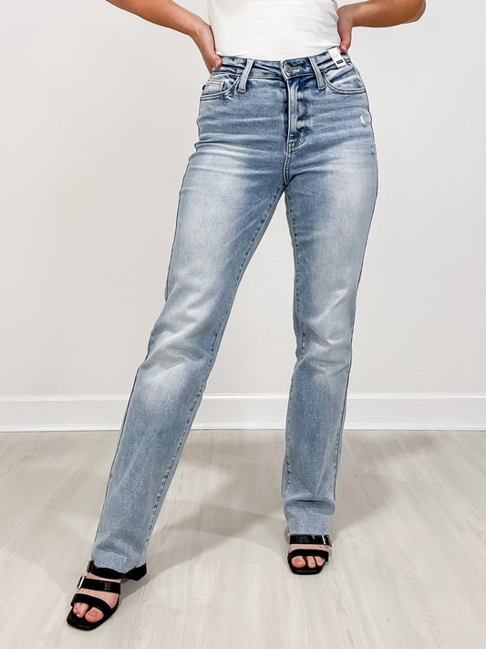 Judy Blue RYAN Mid Rise Light Wash Dad Jeans