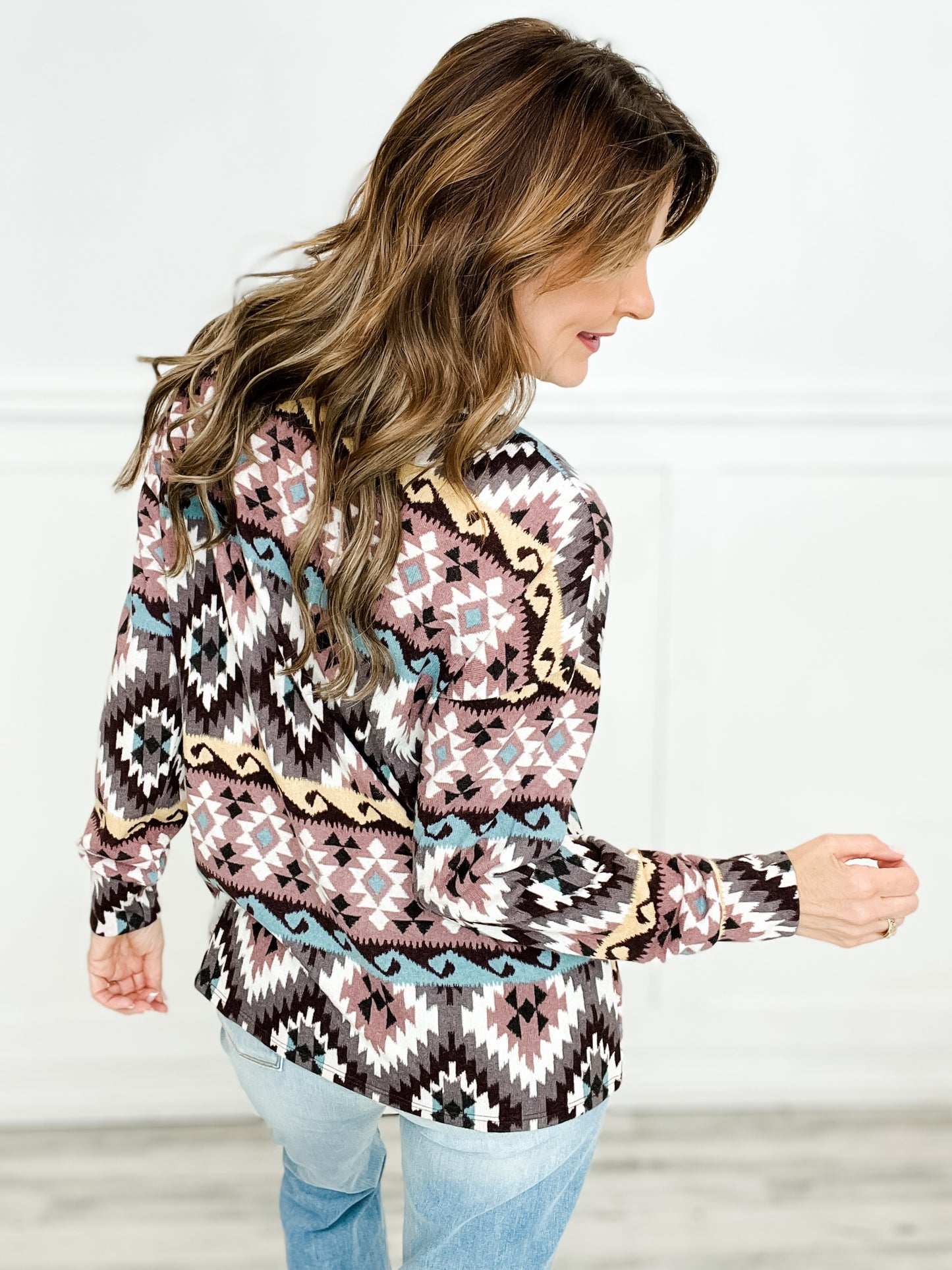 Long Sleeve Aztec Knit Top