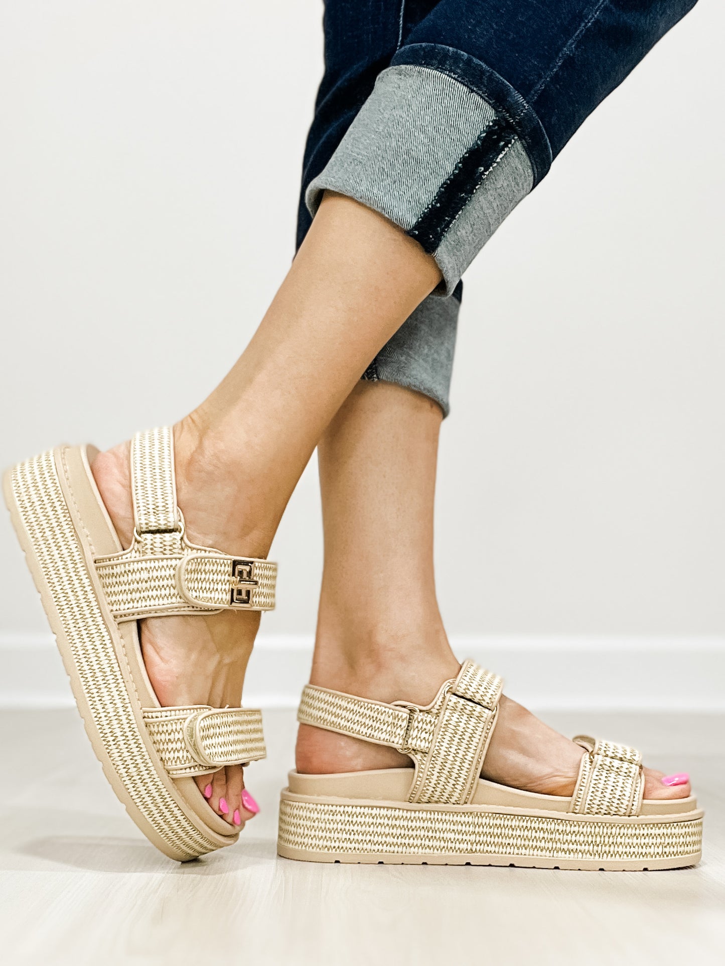 Corkys Go For It Platform Sandals in SAND RAFFIA