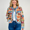 Floral Tapestry Denim Trim Jacket with Gold Buttons