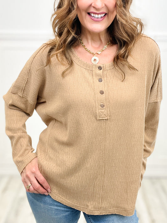 Rise to the Occasion Waffle Button Top