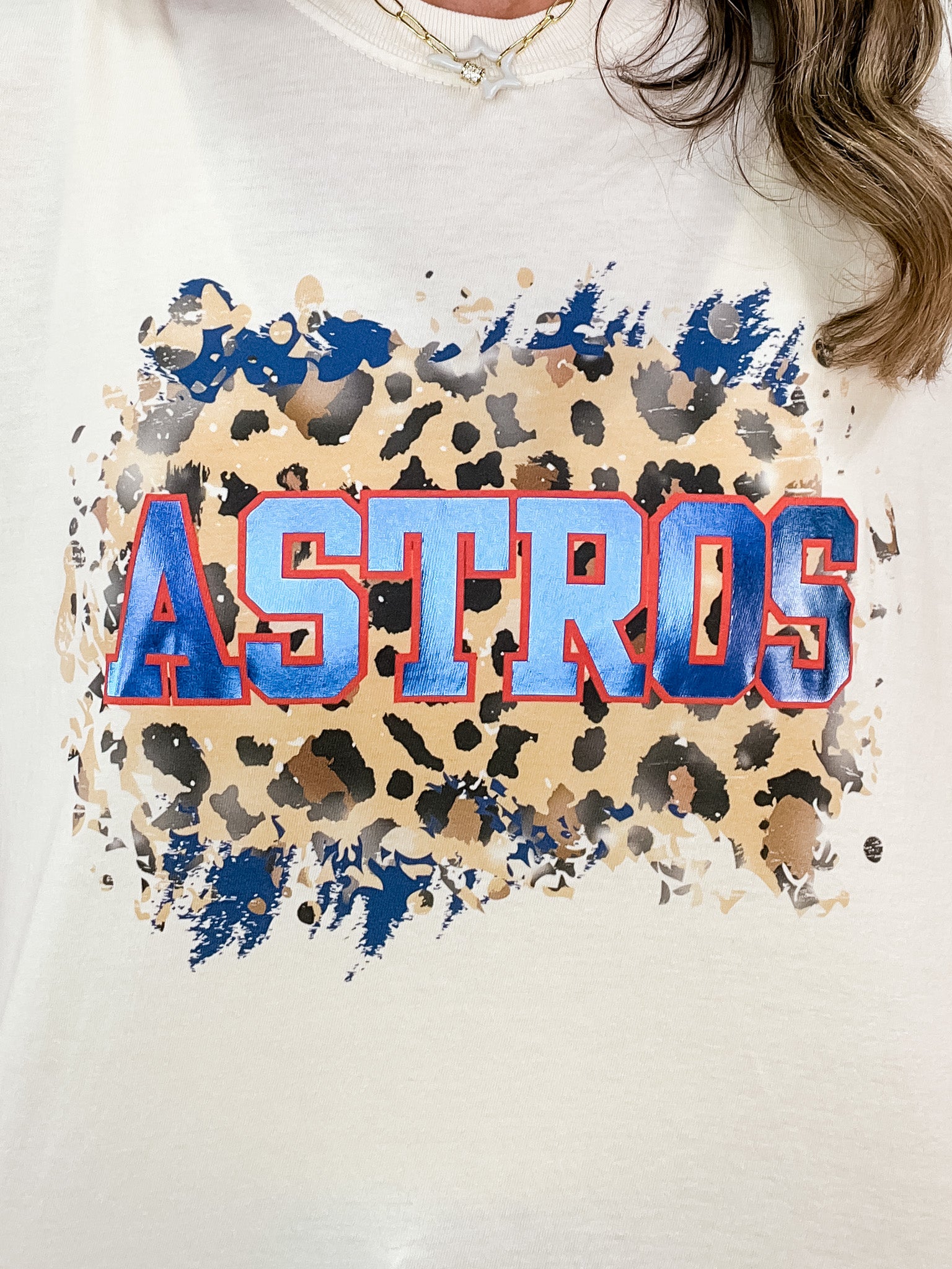 Leopard With Blue Foil Baseball Graphic Tee