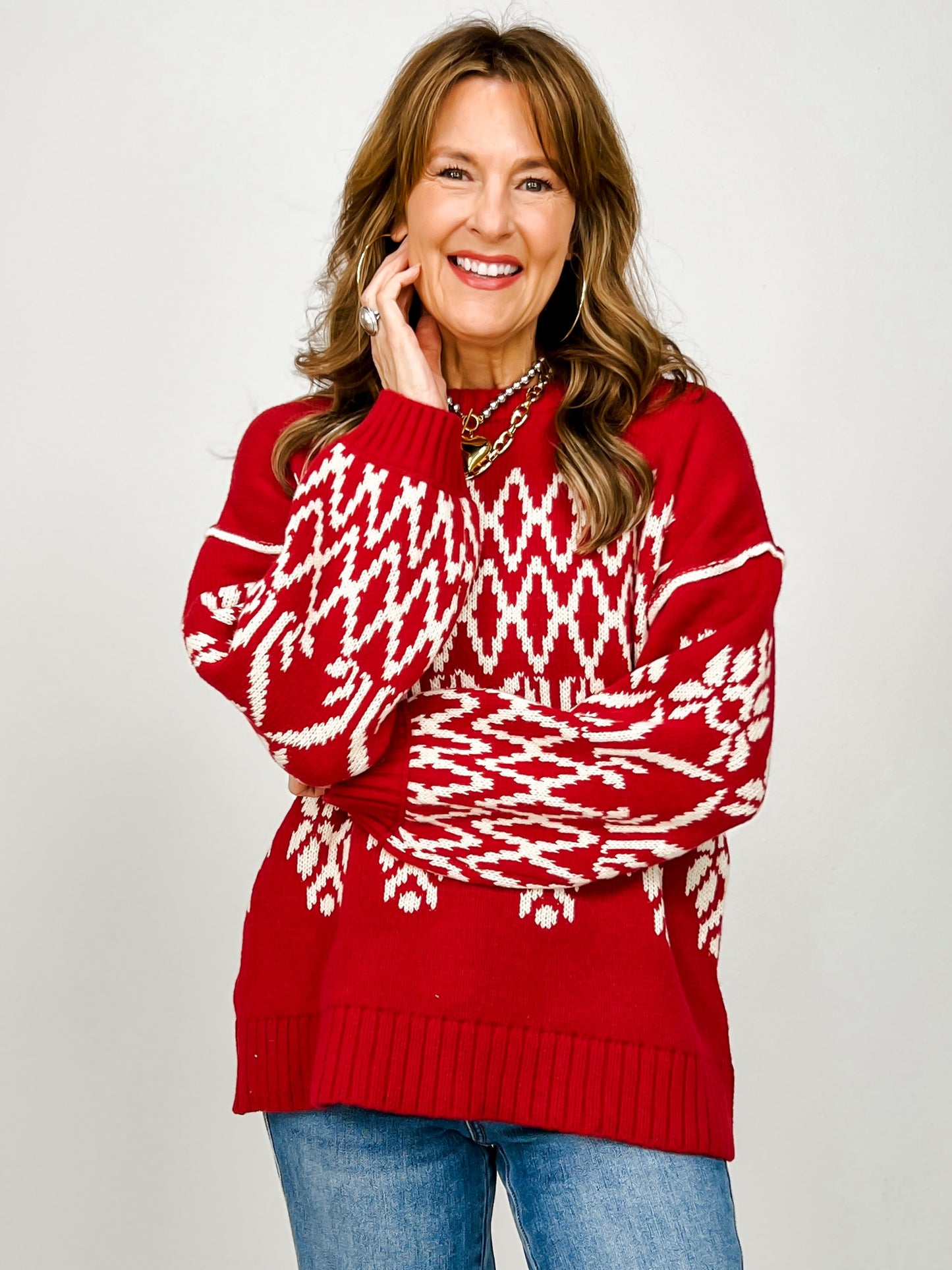 Long Sleeve Knit Holiday Sweater Top