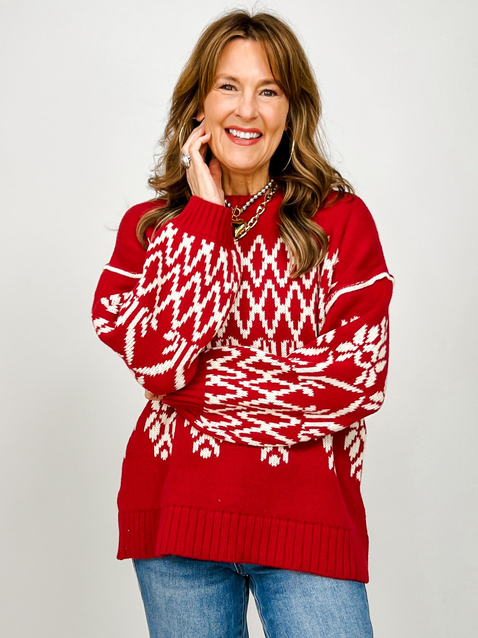 Long Sleeve Knit Holiday Sweater Top