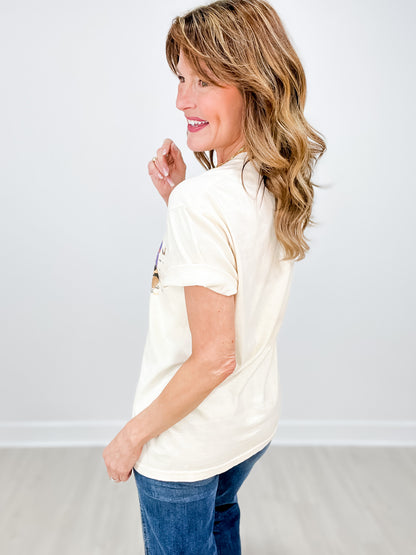 Leopard With Blue Foil Baseball Graphic Tee
