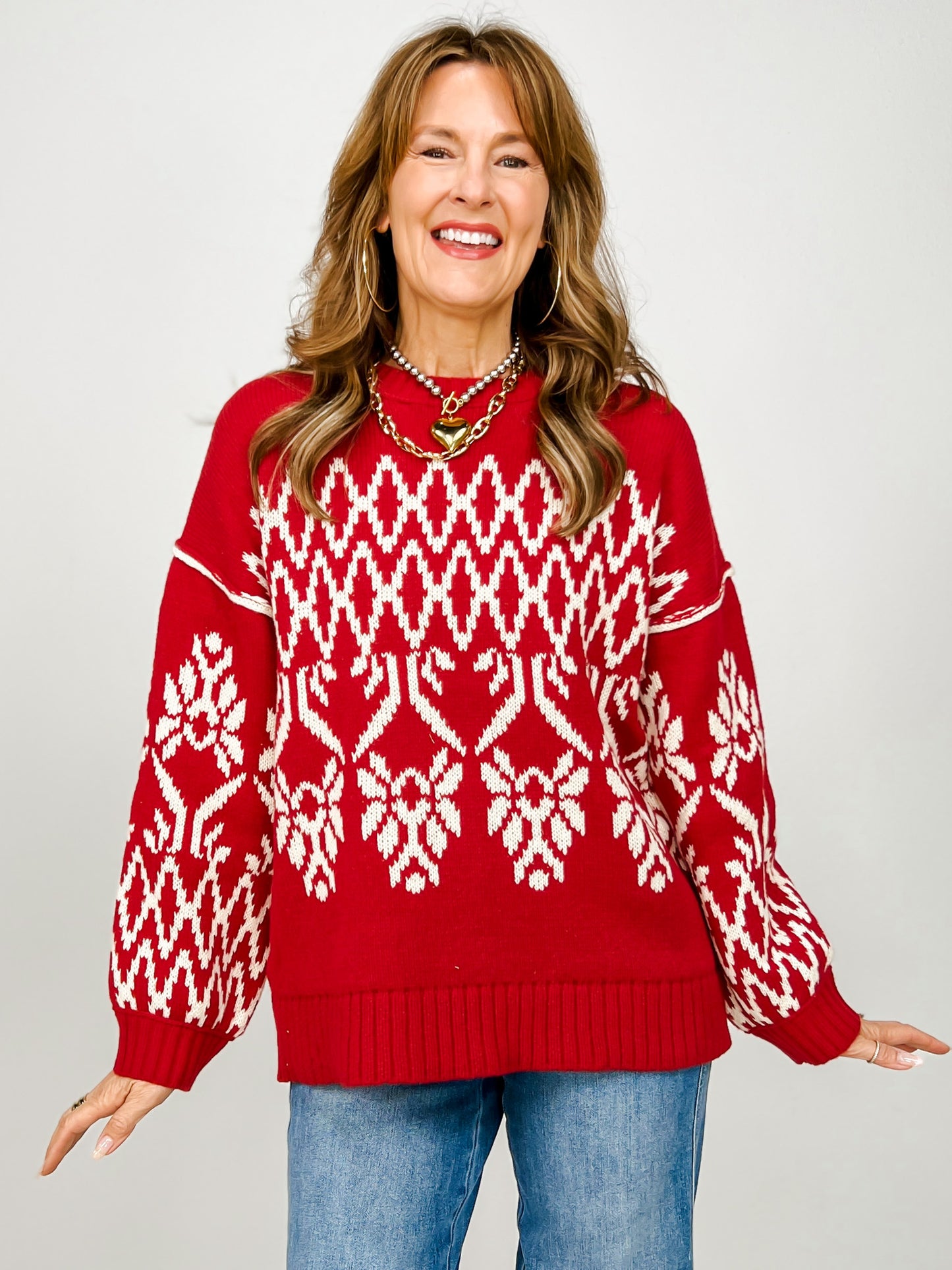 Long Sleeve Knit Holiday Sweater Top