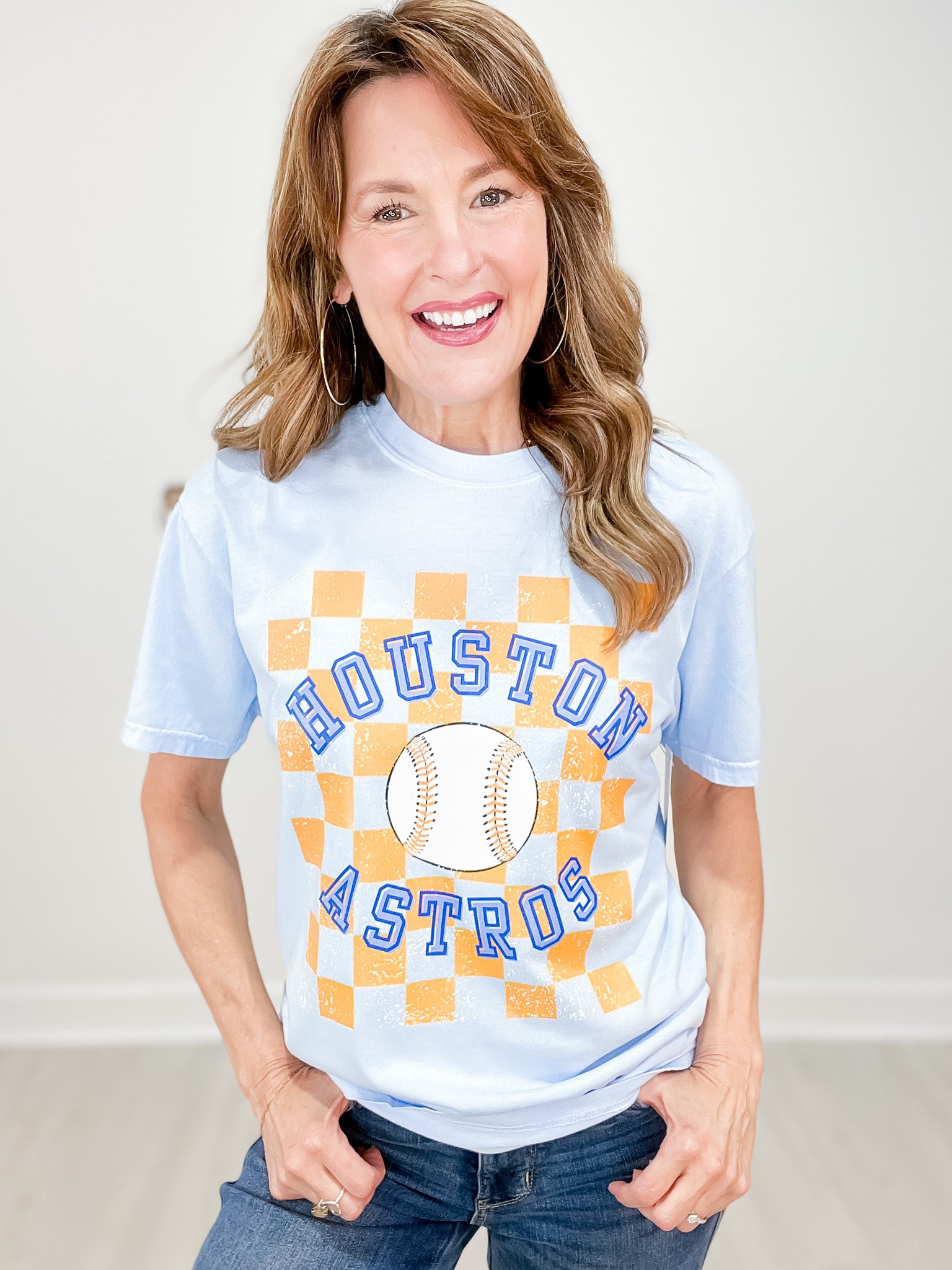 Checkered Houston Baseball Graphic Tee