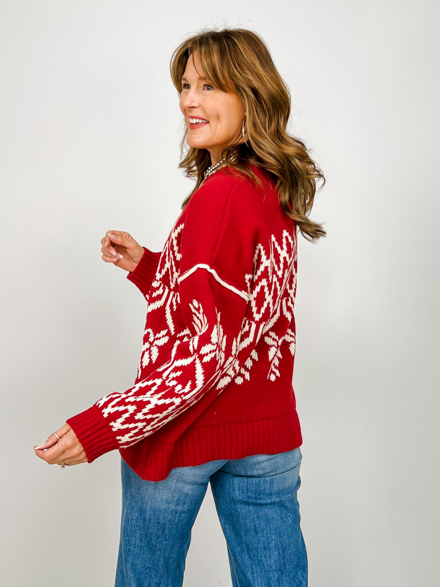 Long Sleeve Knit Holiday Sweater Top