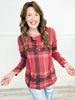 Long Sleeve Plaid Henley Top