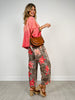 Leopard Floral Print Relaxed Wide Leg Pants
