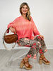 Leopard Floral Print Relaxed Wide Leg Pants
