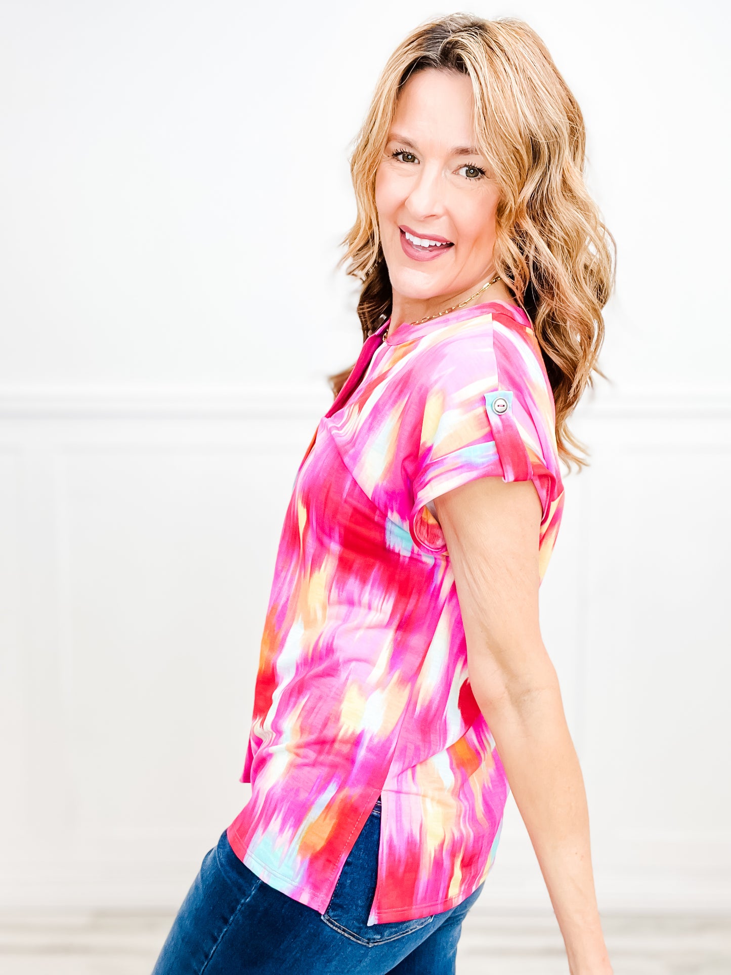 Water Colors Dolman Short Sleeve Top