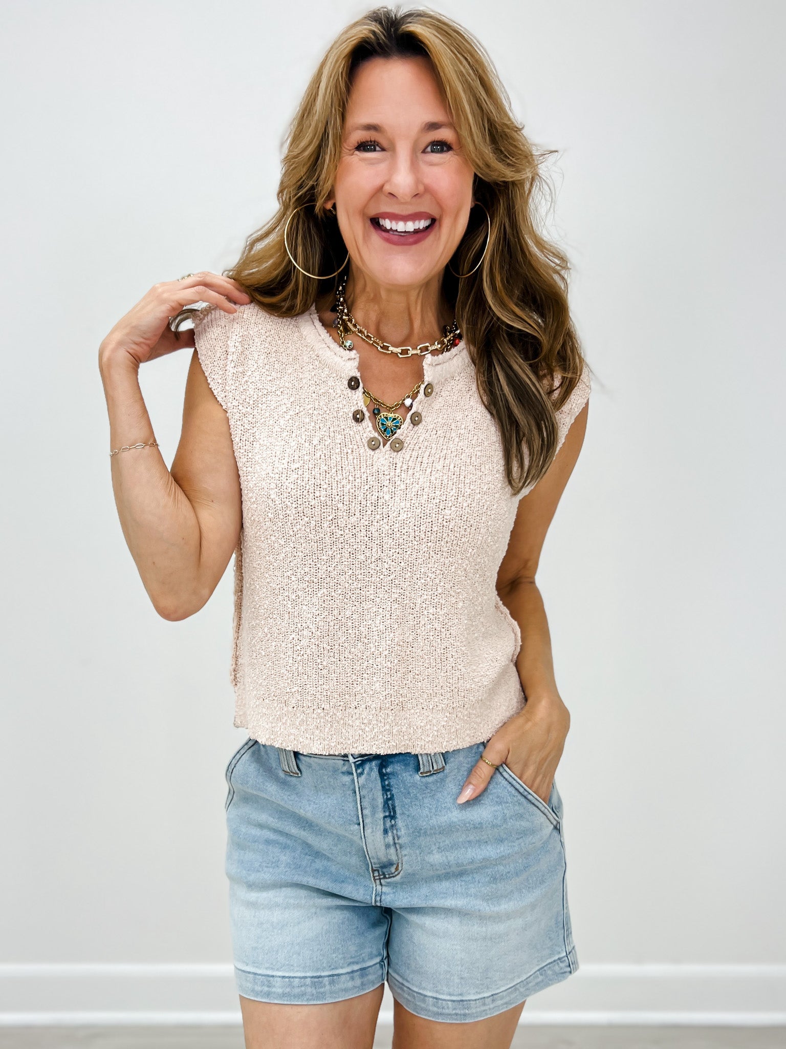 Maison Reverie Hand Feel Knit Sleeveless Top