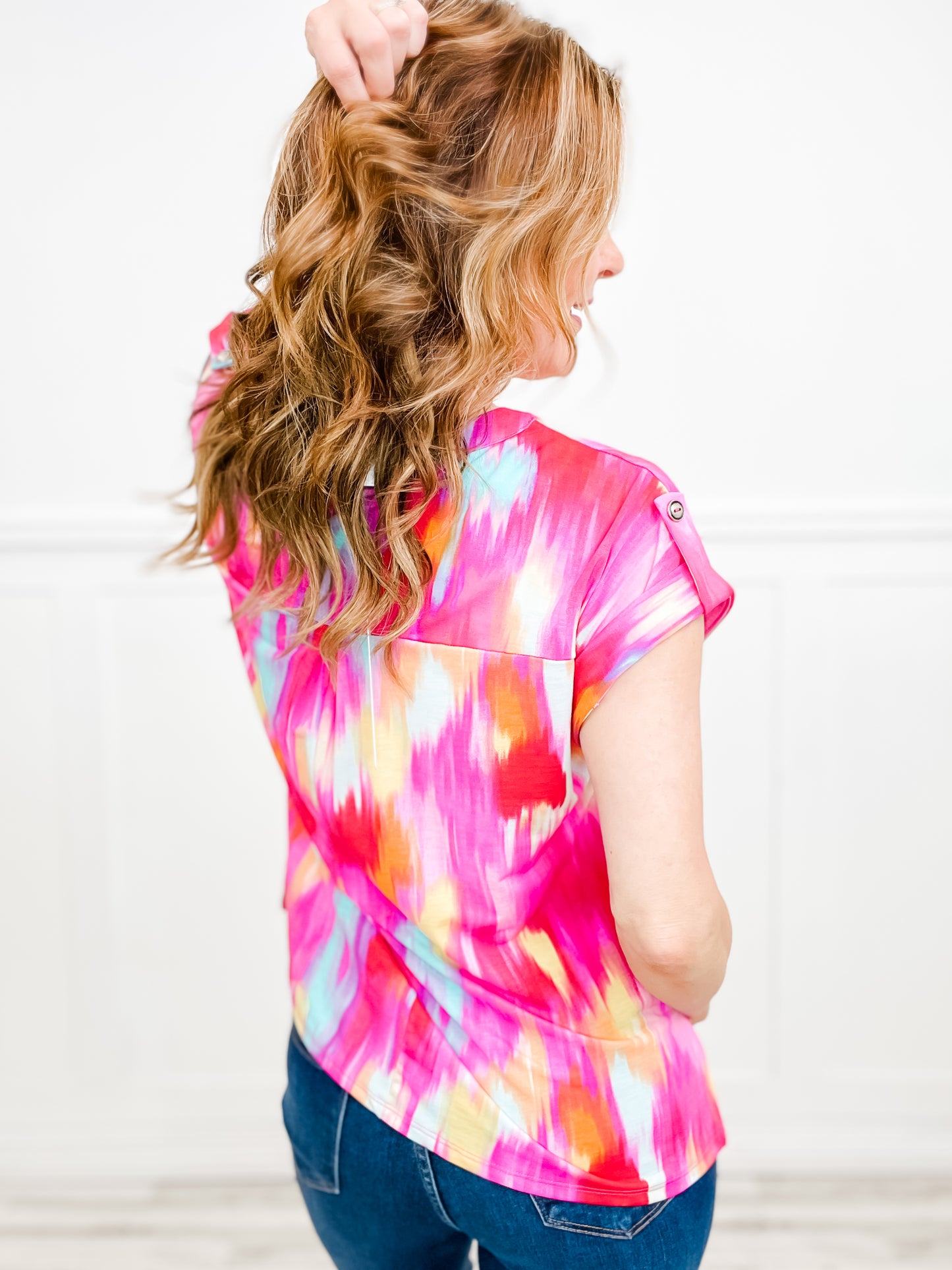 Water Colors Dolman Short Sleeve Top